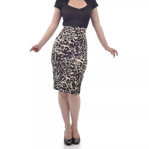 Rock Steady Pin Up Leopard Print Pencil Skirt